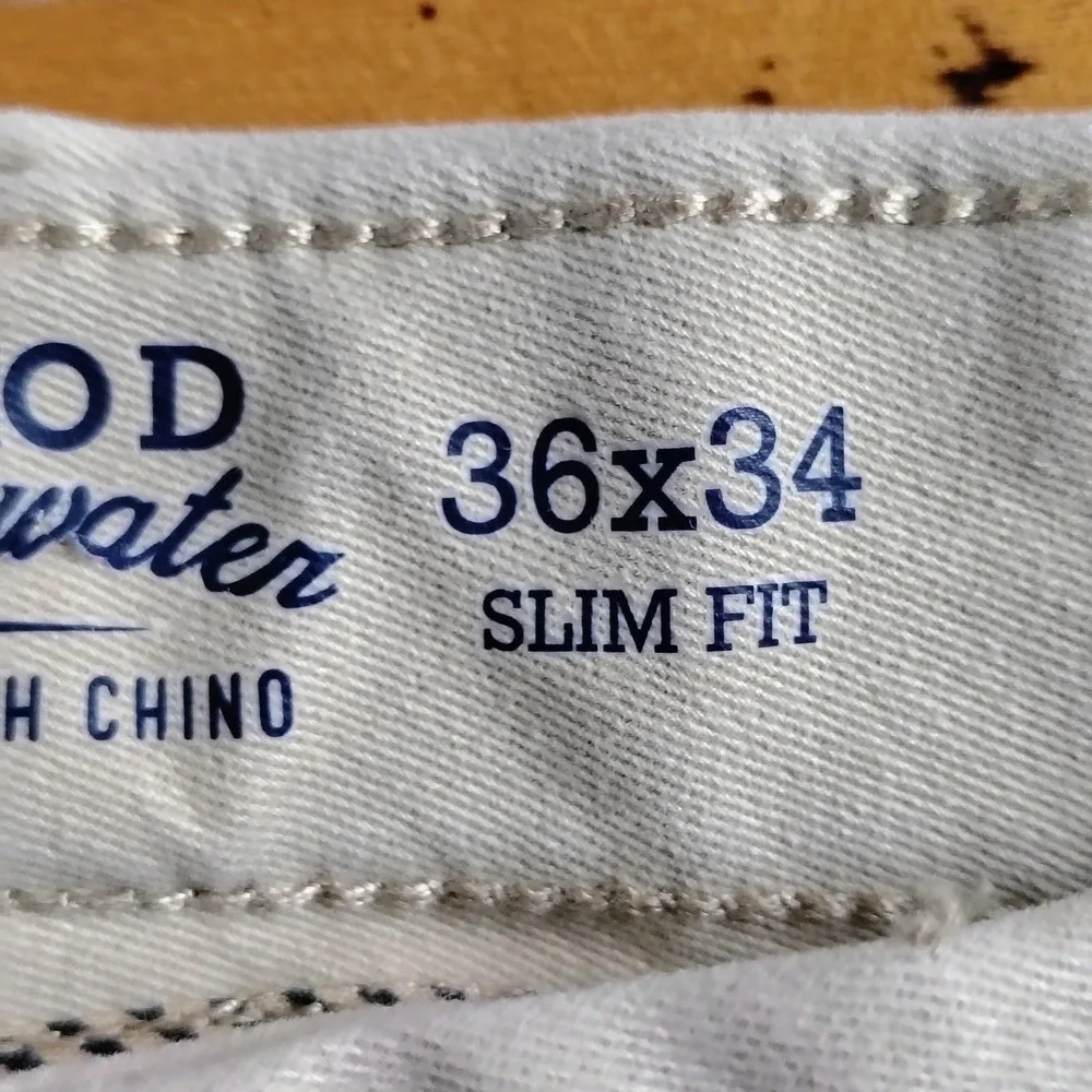 IZOD Saltwater Slim Fit Stretch Chino Pants Mens 36x34 Khaki Tan Cotton Blend